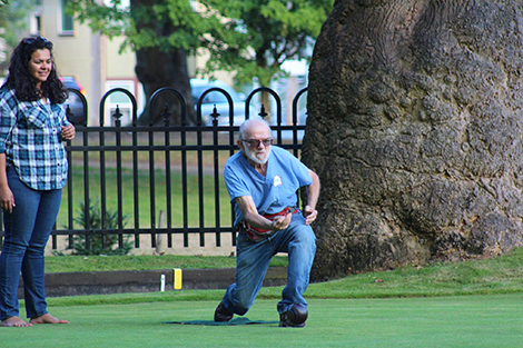 Fun and friendly competition in the grassy game of lawn bowling